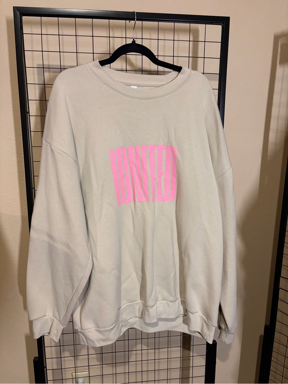 Ignited Streetwear Graphic Crewneck Sweatshirt - Pink on Cream 2x